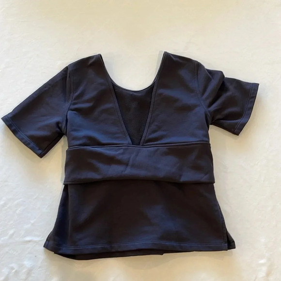 Nike Yoga Wrap Short Sleeve shirt sweatshirt Black womens medium EUC - Picture 3 of 4